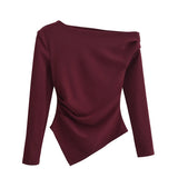 Fongt New Asymmetrical Elastic Repair Fashion Blouse 3644328