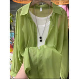 Fongt Thin Coat Women's Summer New Loose Anti-Ultraviolet Breathable Ice Sleeve Shirt Long-Sleeved