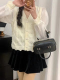 New Spring Style Small Fragrant Wind Nail Bead Knitted Cardigan Women's Long Sleeves High Level Feeling Gentle Sweet Style Coat-Outfit