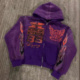 Fongt Street H-Hang Hop Stars Girl Print Black Zipper Hoodie Women Y2k Harajuku Jacket
