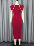 Fongt Temperament Round Collar Dress Banquet High Waist-Up Open-Fork Elegant Evening Dress Party Dress