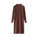 Fongt And Winter With Coat Sweater Dress Women Loose Fashion With Medium And Long Bottoming Over The Knee Knit Dress