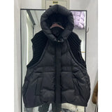 Autumn Winter New Down Jacket Female Vest Short Hooded Add Thick Knit Wool White Duck Velvet Vest Coat Tide-Outfit
