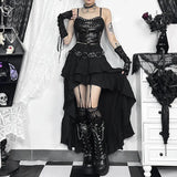 Summer 2024 New Hot Girls Dragging Skirt Dark Wind Retro Irregular Half Skirt-Outfit