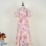 Fongt Court Style High Design Feeling Heavy Industry Nail Drill Short Sleeve Single Buckle Dress + Sling