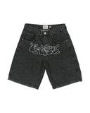 Hip-Hop Street Clothing Y2K Boxing Gloves Graphic Denim Gym Baggy Jeans Shorts-Outfit
