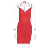 Fongt Women's New 2023 Spring Ins Wind Fashion Slit Bow Exposed Back Hanging Neck Short Dress