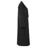 Fongt New Striped Splicing Irregular Ribbon Handmade Flowers Long Blazer Wind Coat 1783