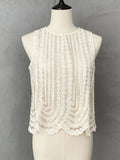 Fongt Wearing A Female Summer Sweet Heavy Industry Hollow Embroidered Round Sleeveless Shirt Femininity