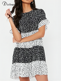 Summer Dresses For Women 2022 Polka Dot Short Ruffle Sleeve Casual Loose Beach Dress Home Vacation New Female