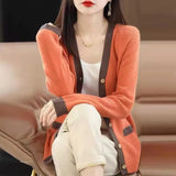 Fongt V-Collar Small Fresh Cardigan Sweater Color Fashion Loose Long-Sleeve Jacket Autumn And Winter Women's Coat-Outfit