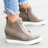 Wedge Sneaker Vulcanize Shoes Fashion Zip Leopard Increase Within Zapatos De Mujer New Fashion for