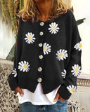 Fongt 2023 Autumn / Winter Sweater Women's Small Autumn Chrysanthemum Embroidery Needle Knitting Cardigan Women's