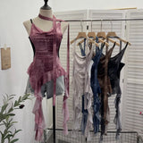 Vietnamese Niche Hot Girls Unristered Ribbon Vest Repair Hanging Neck Short Sling