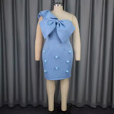 Fongt Sexy Collared Bow Bag Hip Skirt Party Party Dress