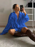 Blouses Women Shirt Long Sleeve Top Women Green White Shirt Solid Oversized Shirt Party Club Sexy Outfits Y2K