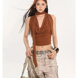 Fongt Spring And Summer New High-End Sexy Inside Sexy Neck Ribbon Design Sling Vest Woman