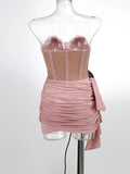 Women's New Sexy Perspective Lace Mesh Yarn Corset Dress High-End Temperament Tight Dress