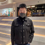 Fongt And Leisure Autumn Trend Full Of Stars Hot Diamond High Sense Loose Denim Coat Collar Men 2025 New