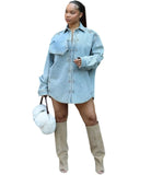 Fongt Women's Coat Women's Clothing Loose Sticker Design Long Sleeve Jacket T-Shirt
