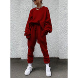 Fongt 2024 Women's New Ebay Burst Pure Color Long-Sleeved Trousers Loose Casual Suit