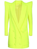 QUALITY Newest Fashion 2023 Designer Jacket Women Peak Strong Shoulder Double Breasted Long Blazer