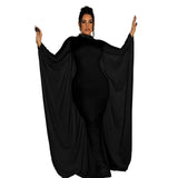 Fashion Women's Solid Color Bat Long Sleeve Dress Women-Outfit