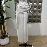 Hot And Hot Gas Deep V Bare Back Folded Hanging Neck Dress One-Step Dress Carefully Designed Net Red Dating