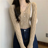 Version Of The Small Man V-Necked Jab Sweater Spring New Autumn Short Knitted Cardigan Slimming