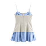 Fongt New Provincial Silk Splicing Hundred Folds Hem Hanging Dress 2304165