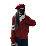 Fongt Age Reduction Soft Waxy V Collar Knit Cardigan Female Autumn Winter Show Thin Casual Women's College Wind Sweater Coat Female-Outfit