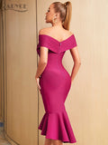 2022 New Summer White Off Shoulder Women Bodycon Bandage Dress Sexy Short Sleeve Celebrity Evening Runway Club Party