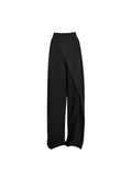 Women Clothing Buttons Irregular Patchwork High Waist Loose Mopping Pants All-match Solid Suit Straight Trousers