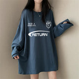 Vintage Round Neck Logo Print Oversized Tee-Outfit