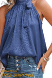 Off Shoulder Halter Lacing Chiffon Women's Blouses Elegant Fashion Solid Sleeveless Shirt Pullover Vest Tops Women