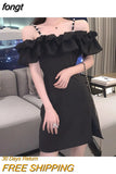 Women Solid Side-slit Leisure Spaghetti Strap Party Summer Stylish All-match Female Vestido Cozy Korean Style