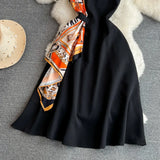 Fongt Summer Ripe Style Retro Temperament Sleeveless Round Recipient Waist Thin Sleeveless A Word Dress Elegant Dress