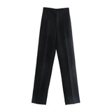 New Summer Style Straight Tube High Waist Shows Thin Solid Color Casual Pants 2761048-Outfit