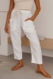 Summer Solid Color Casual Lace Skinny Cotton Linen