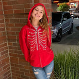 Gothic Hoodies Diamond New Sweatshirt Women Baggy Long Sleeve Oversized Pullover Autumn Casual Streetwear Black