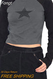 Women Vintage T-shirts y2k Clothes 2023 Harajuku Crop Top T-shirt Graphic Gothic Grunge Long Sleeve Top Fall Winter
