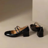 Fongt Heel High-Heeled Women's Skirt Temperament Silver Single Shoes 2024 New Spring And Autumn French Mary Jane Small Leather