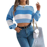 Shooting 2025 Autumn And Winter Casual Coloring Lantern Sleeves Exposed Umbilly Sweater Women's
