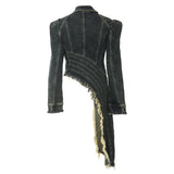 Fongt New Heavy Industry Irregular Tailoring Personality Denim Jacket 1750