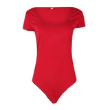 Fongt Fashion Square Collar Sexy Slim Base Bottom Solid Color Short Sleeve Onesie Top