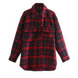 2021 Winter Fashion Plaid Women Coat Vintage Casual Female Overcoat Ladies Button Turn Down Callor Jacket