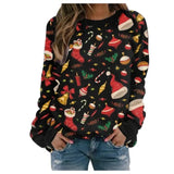 Christmas Printing T-shirt Plaid Women Casual Long Sleeve Shirts Blouse