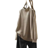 Fongt Retro Half-High Sweater Women Loose Large Plate Type 2025 Autumn And Winter Casual Knitted Jersey