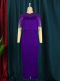 Fongt Mesh Splicing Tuxedo Round Collar Dress High Waist Repair Dinner Sexy Ass Skirt Dresses
