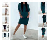 Fongt And Leisure Knitted Dress New Solid Long Sleeves
